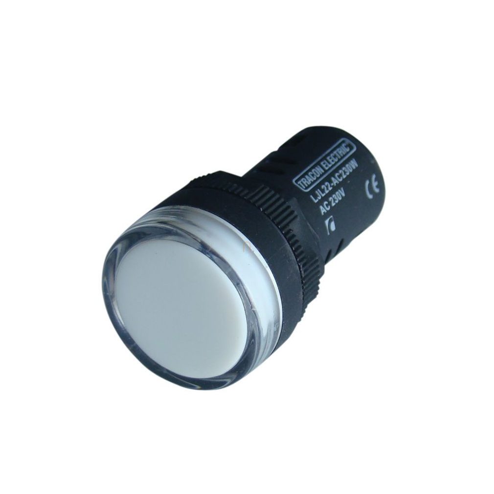 LED-es jelzőlámpa, fehér 12V d=22mm LJL22-WA Tracon