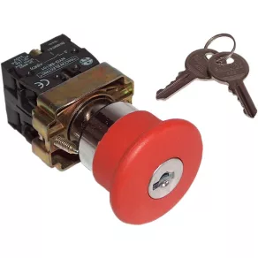   Buton de urgență Tracon cu cap în formă de ciupercă, cu blocare, roșu, cu cheie, 40 mm, 1NY, 400 V/3 A, IP42, NYGBS142P