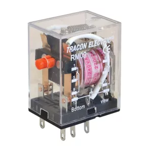   Relé miniatural Tracon 12 V c.a. / 2×CO, (3 A, 230 V c.a. / 28 V c.c.) RM09-12AC