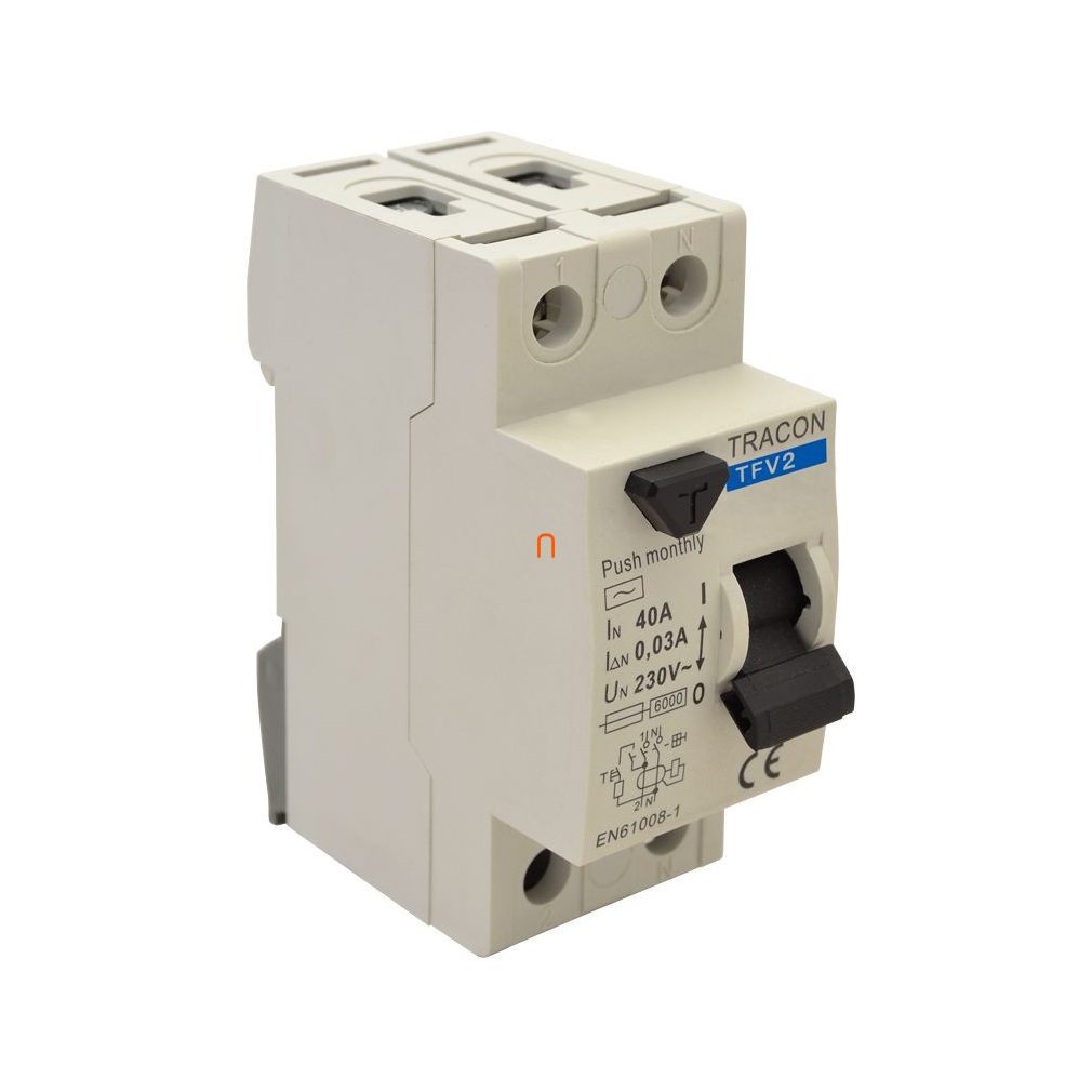 Întrerupător de protecție la curent, 2 poli 40A, 100mA, 6kA, AC TFV2-40100 Tracon