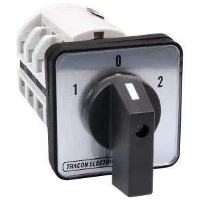   Comutator de motor cu inversare directă Tracon, 1-0-2, 400 V, 50 Hz, 25 A, 7,5 kW, 48×48 mm TKM-25/N
