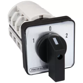   Comutator de selecție Tracon, 1-0-2, 400 V, 50 Hz, 32 A, 2×3P, 11 kW, 64×64 mm, 60° TKV-326/3