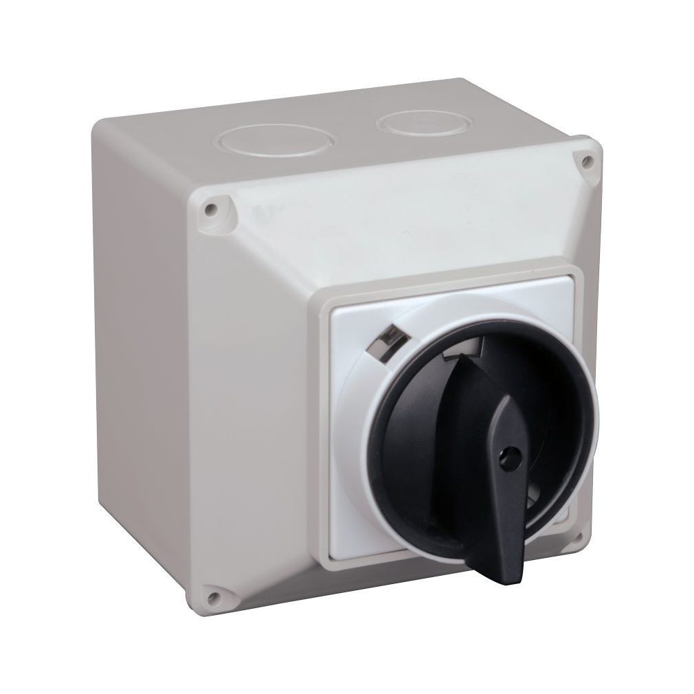 Tracon întrerupător principal în carcasă, BE-KI 20A 4P 5,5kW 64×64mm IP44 TKF-20T