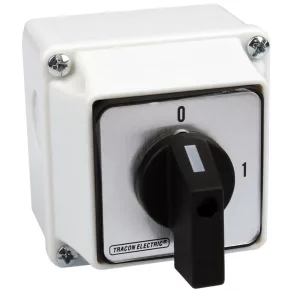   Întrerupător manual în carcasă Tracon, ON-OFF, 400 V, 20 A, 4 poli, 5,5 kW, 48×48 mm, 90°, IP65, TK-209/4T65