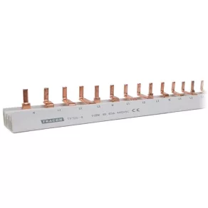   Șină cu părți laterale Tracon 4P, cu știfturi, 56 de module, 63 A, 1 m TFSS-4