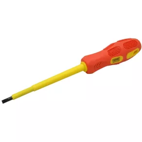   Șurubelniță Tracon plată 1000 V, 125 mm – 5 mm, mâner galben-roșu SD5125F