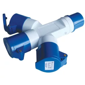   Priză industrială Tracon 16 A, intrare 1x2P+E 6h, ieșire 3x2P+E 6h, IP44 TICS-1023