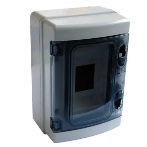   Distribuitor mic de perete, cu un singur rând, cu 4 module și ușă transparentă, IP65, cu șină PE/N, EDFKIP65-4/1 Tracon