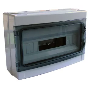   Distribuitor mic de perete, cu un singur rând, 18 module, cu ușă transparentă, IP65, cu șină PE/N, EDFKIP65-18/1 Tracon