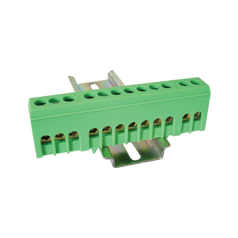 Șină de împământare izolată Tracon (N/PE), închisă, verde 230/400V, 63A, 6×9mm, 12P, IP20 NPE-ZG