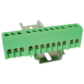   Bară de împământare izolată Tracon (N/PE), închisă, verde 230/400 V, 63 A, 6×9 mm, 12P, IP20 NPE-ZG