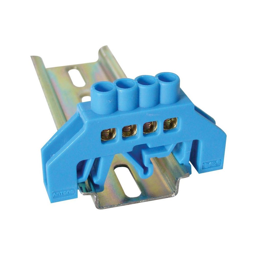 Tracon bară de împământare izolată (N/PE), albastră 230/400V, 63A, 6×9mm, 4P, IP20 NPE-B6-4
