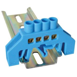   Bară de împământare izolată Tracon (N/PE), albastră 230/400 V, 63 A, 6×9 mm, 4P, IP20 NPE-B6-4