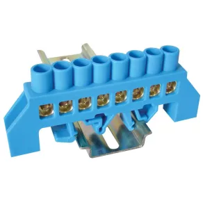   Bară de împământare izolată Tracon (N/PE), albastră, 230/400 V, 100 A, 8×12 mm, 8P, IP20 NPE-B8-8