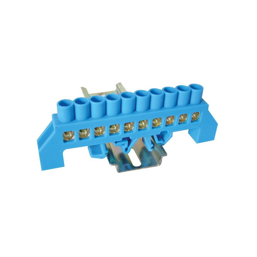 Tracon bară de împământare izolată (N/PE), albastră 230/400V, 100A, 8×12mm, 10P, IP20 NPE-B8-10