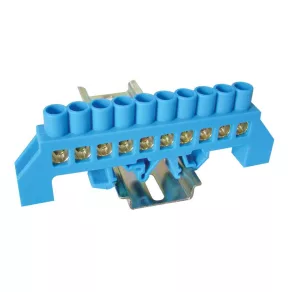   Bară de împământare izolată Tracon (N/PE), albastră, 230/400 V, 100 A, 8×12 mm, 10 poli, IP20 NPE-B8-10
