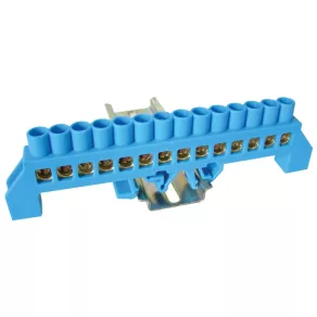   Bară de împământare izolată Tracon (N/PE), albastră, 230/400 V, 100 A, 8×12 mm, 14 poli, IP20 NPE-B8--14