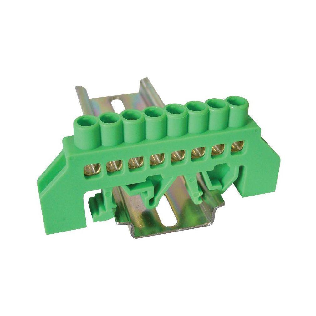 Șină de împământare izolată Tracon (N/PE), verde 63A, 6×9mm, 8P, IP20 NPE-G6-8