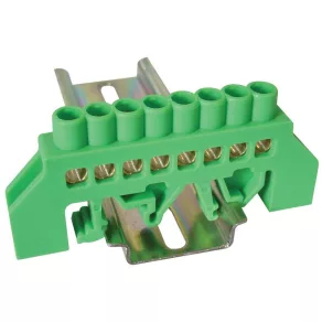   Bară de împământare izolată Tracon (N/PE), verde 63 A, 6×9 mm, 8 poli, IP20 NPE-G6-8
