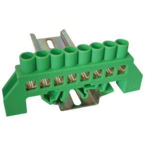   Bară de împământare izolată (N/PE), verde 230/400 V, 100 A, 8×12 mm, 8P, IP20 NPE-G8-8