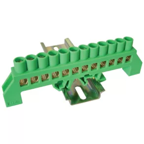   Bară de împământare izolată Tracon (N/PE), verde, 100 A, 8×12 mm, 12 poli, IP20 NPE-G8-12