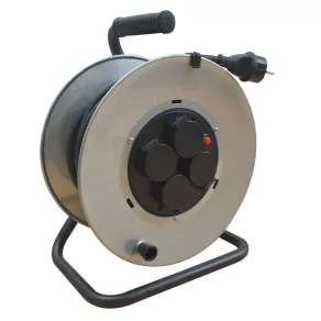   Bobină de cablu Tracon cu tambur metalic și cadru metalic, 25 m, H07RN-F, 3 x 2,5 mm², cauciuc, KD-6/25-R