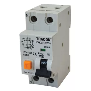   Întrerupător de protecție combinat 2B20A. 2P/0,03 A 6 kA KVKMB-20/030 Tracon