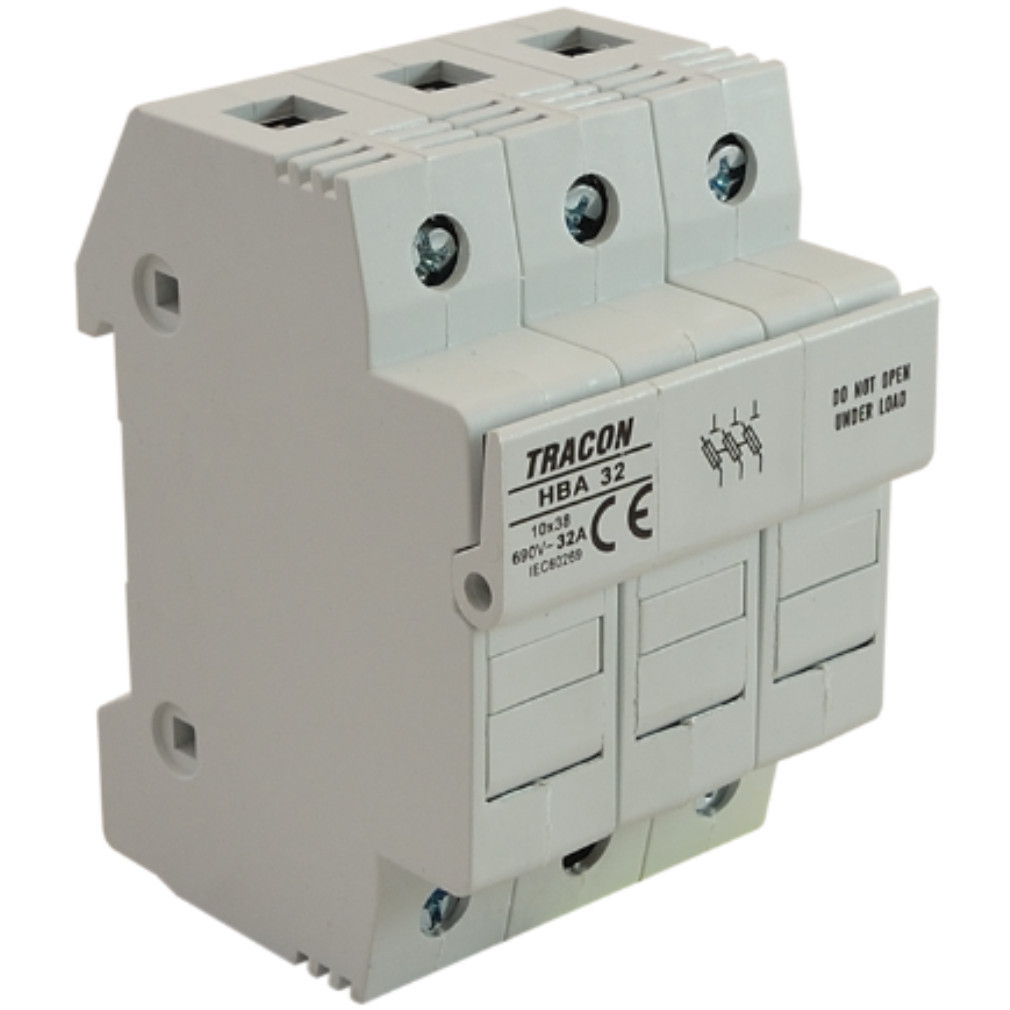 Tracon întrerupător de siguranță pentru siguranță cilindrică 32A 10x38mm HBA-3P-32