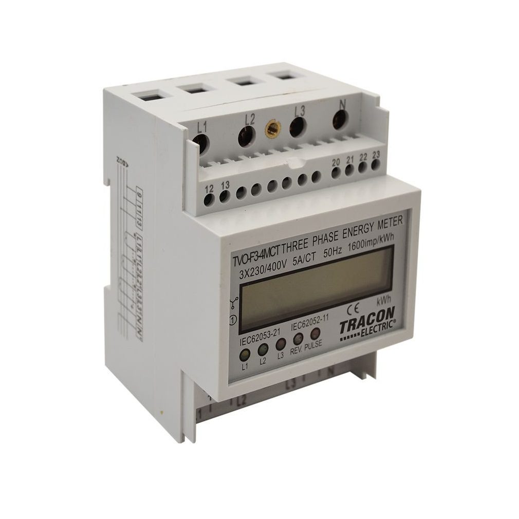 Tracon contor de consum cu comutator de curent 3F digital, pentru șină DIN, TVO-F3-4MCT