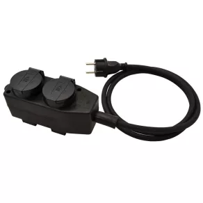   Cablu de alimentare pentru exterior Tracon, negru H07RN-F, 3G1,5, 5 m, 4×SCHUKO KE4-5M