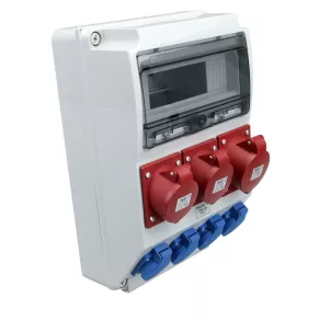   Cutie de joncțiune fără protecție, ieșiri: 4×SCHUKO + 2×16 A (3P+N+E) + 1×32 A (3P+N+E) TDB03-12M