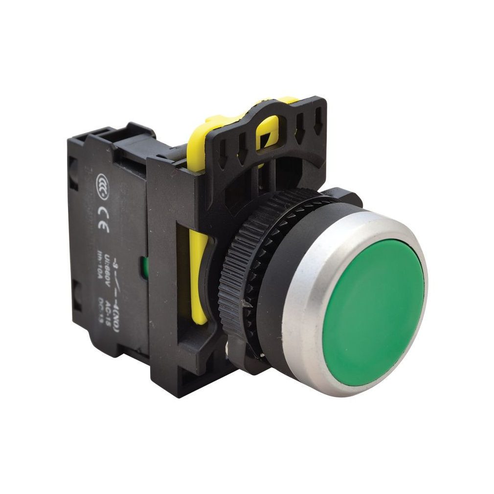Tracon buton simplu, verde 1×NO, 5A/230V IP65 NYG3-G