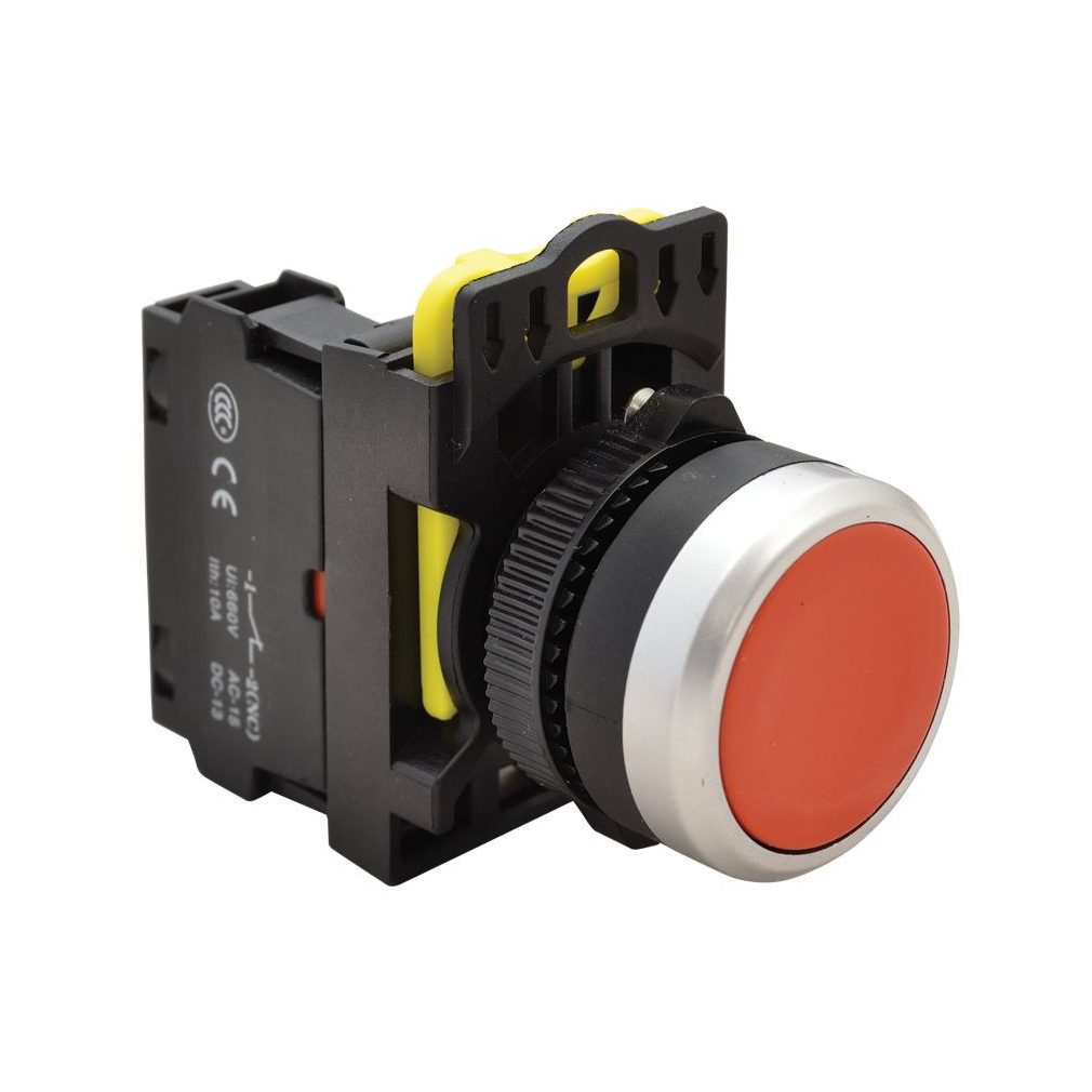 Tracon buton simplu, roșu 1×NC, 5A/230V IP65 NYG3-R