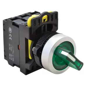   Întrerupător cu manetă Tracon, verde, LED, cu două poziții 1×NO+1×NC, 5 A/230 V c.a.-15, IP65, LED 230 V c.a./c.c. NYK3-SL21G