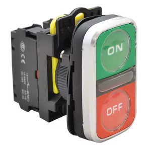   Buton dublu de pornire/oprire Tracon, verde+roșu, 1×NO+1×NC, 5 A, IP65 NYG3-D2