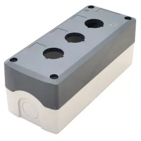   Carcasă asamblată Tracon pentru butoane, gri, 3 butoane, 22,5 mm, IP65, 2×PG-13,5 NYGD-3GR