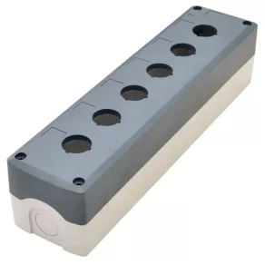   Carcasă asamblată Tracon pentru butoane, gri, 6 butoane, 22,5 mm, IP65 NYGD-6GR
