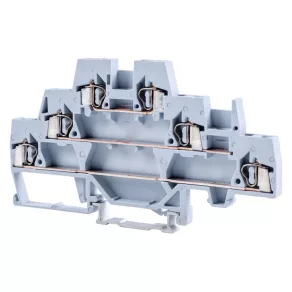   Conector industrial în serie cu două rânduri, cu arc, pentru șină, gri, 0,08-2,5 mm², 6P, 20 A, TSKC2,5EE Tracon
