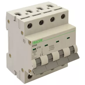 Disjunctor mic Tracon 4P B 20 A 6 kA (EVOZ4B20)