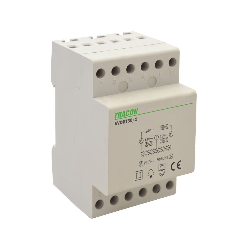 Tracon transformator de siguranță (sonerie) 230V/12-24V 30VA EVOBT30/1