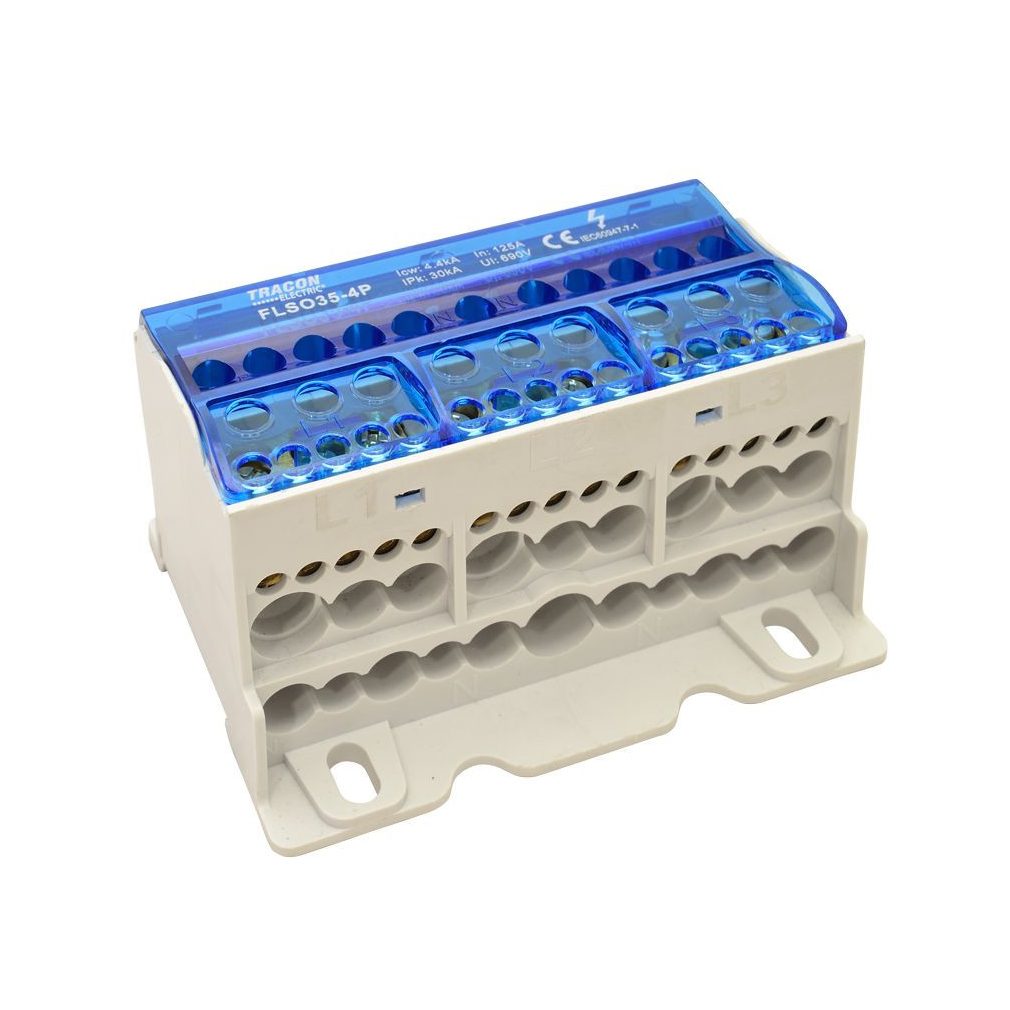Conector principal Tracon cu capac rabatabil 4×35(25)mm2 / 3×5×10,3×2×25 / 4×16,6×25mm2 FLSO35-4P