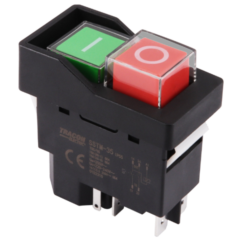 Tracon relee de siguranță, cu fixare prin clip, cadru negru 12A/AC3, IP54, 6,3×0,8 SSTM-035