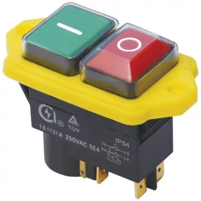   Relés biztonsági kapcsoló, csavarozható, sárga kerettel 5PIN,12A,6,3×0,8mm IP54 SSTM-045 Tracon
