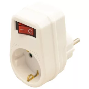  Adaptor cu priză Tracon și întrerupător, alb, 16 A, max. 3680 W KACS1