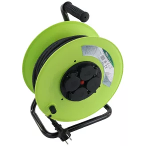   Bobină de cablu metalică cu 2 poli, cu suport metalic, IP44, 20 m, H07RN-F, 3x1,5 mm², 4x2P+F, KDZ-4/20G, Tracon