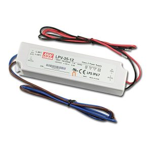   Sursă de alimentare cu o singură ieșire de clasa 2 pentru aplicații LED, LPV-35-12Vin: 90-264 VAC, Vout: 12 VDC (0-3A), P: 35W IP67 Mean Well