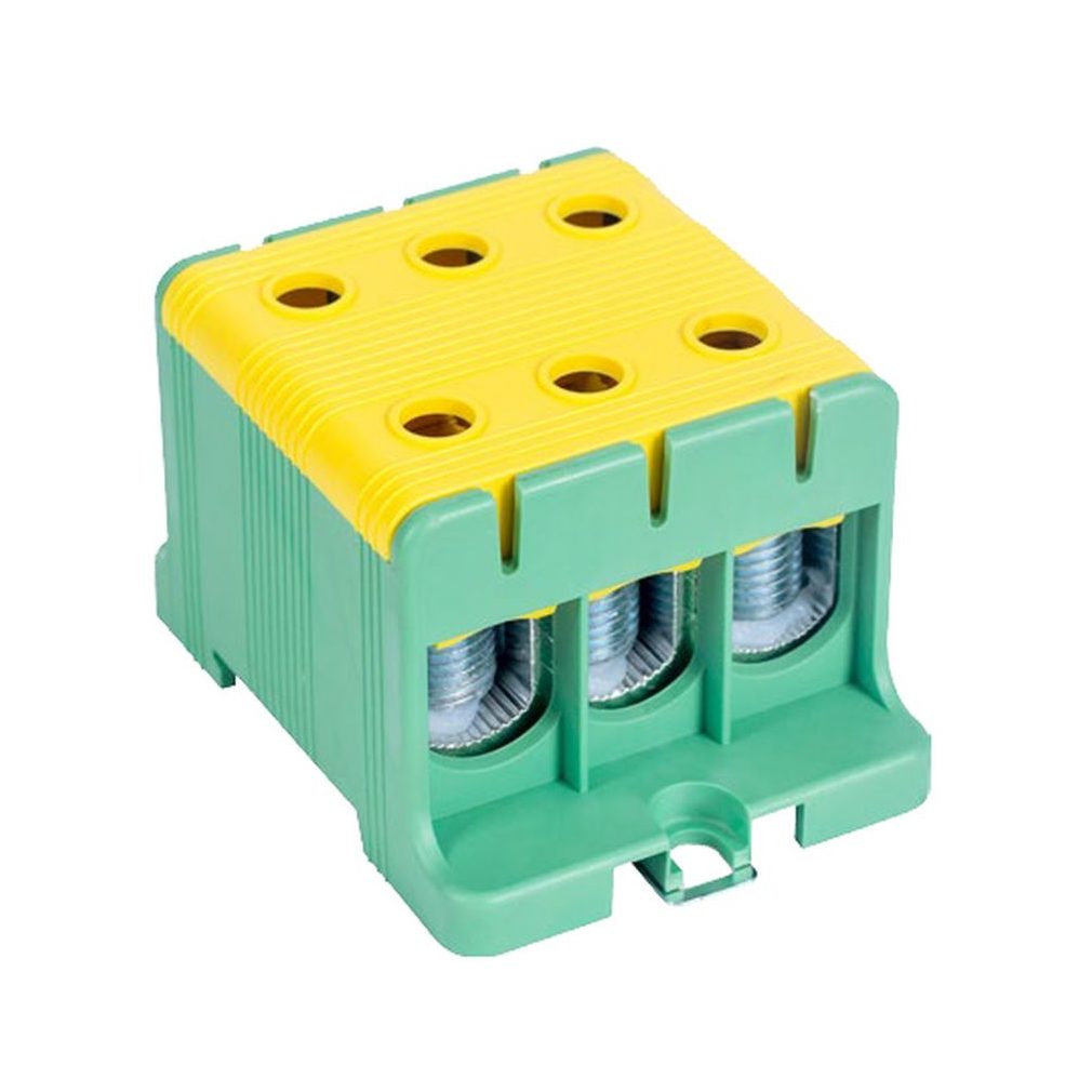 Tracon conector de ramificare pentru circuit principal, montabil pe șină, verde/galben 6-50 mm2 160 A FLEAL-50/3ZS