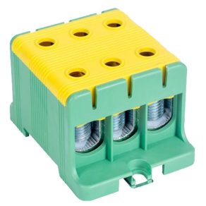   Conector ramificat pentru circuit principal Tracon, montabil pe șină, verde/galben 6-50 mm2 160 A FLEAL-50/3ZS