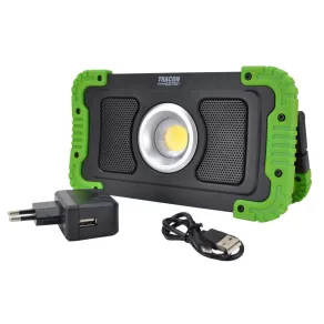   Lampă de lucru LED cu difuzor Bluetooth, alimentată cu baterie, 15 W, 6000 K, 3,7 V, 8000 mA - Tracon STLFLBT15W