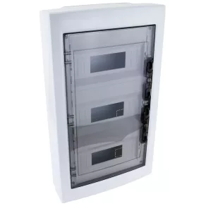   Tracon distribuitor mic de perete, cu 3 rânduri, 36 de module, cu ușă de culoare fum, IP40, fără șină, cu ușă plană EDFKS-12/3